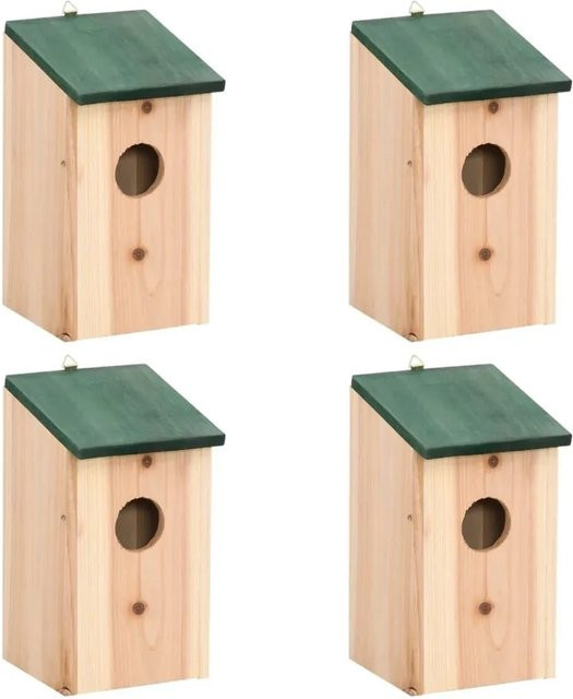 DELUKE Vogelhaus Set aus Holz: 4er Set Nistkästen zum Aufhängen für Wildvögel - Bild 1