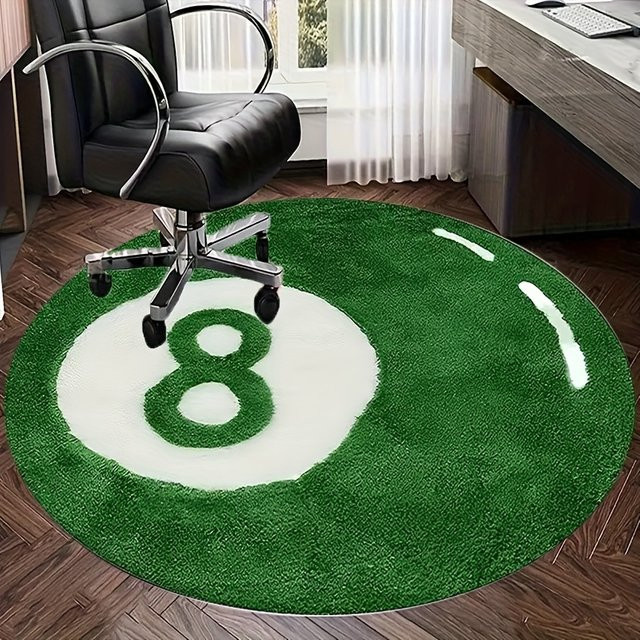 VIKAMA Ball Teppich in Leuchtendem Grün Nr. 8, runder Teppich mit abstraktem Design, geräuschreduzierend und rutschfest für Wohnzimmer und Home Office - Bild 1