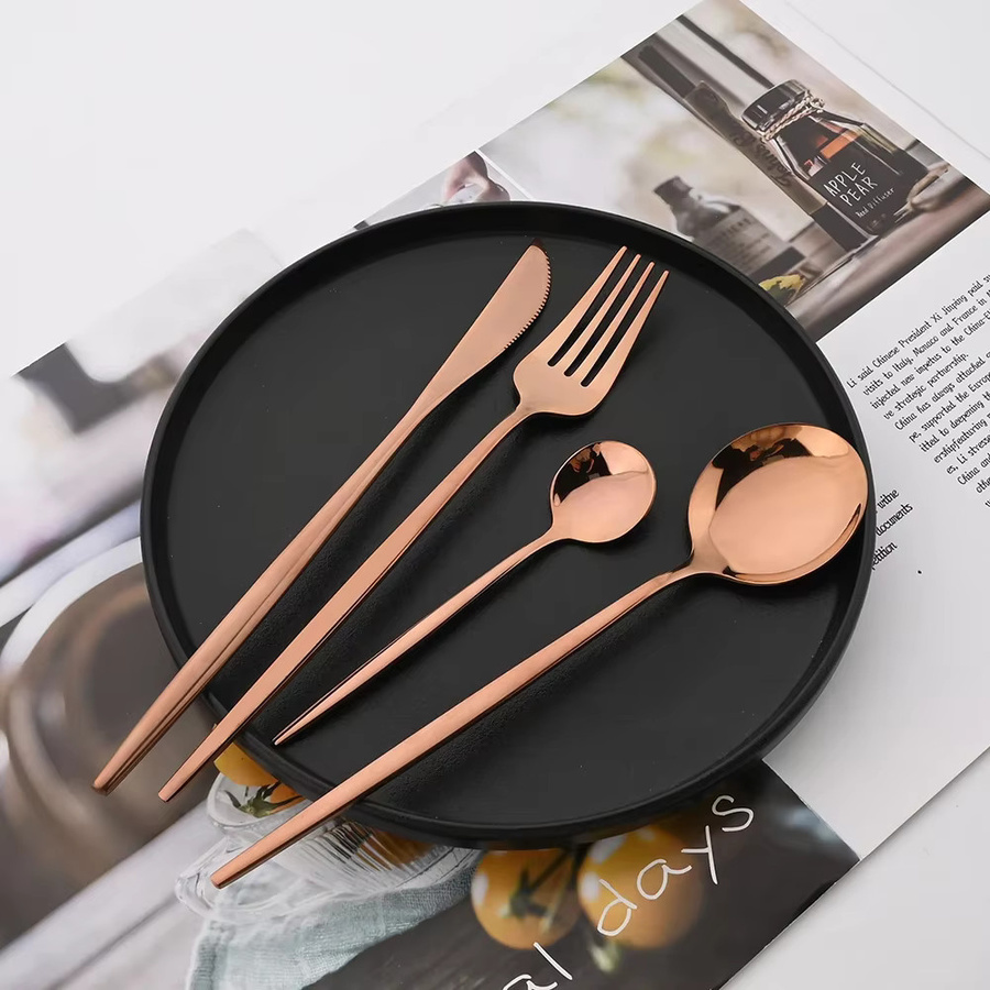 PINKTEN Besteckset aus Edelstahl in Rose Gold, poliertes Messer Gabel Löffel Set - Bild 2