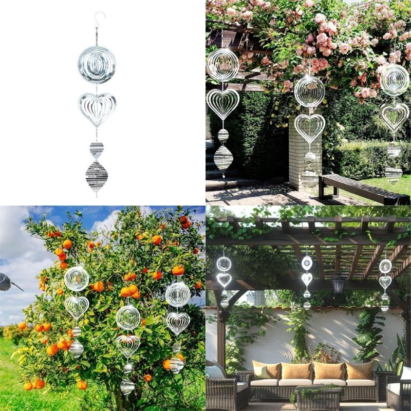 Windspiel Water Loquat Vogelabwehr aus Edelstahl in Silber als rotierender reflektierender Spinner zur wetterfesten Gartendekoration und zum Schutz von Feldfrüchten - Bild 6