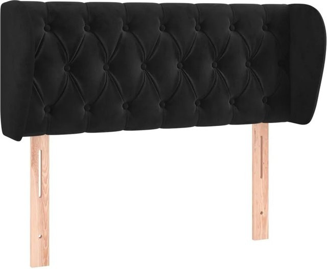 vidaXL Kopfteil mit Ohren in Schwarz aus Samt, B/T/H: 103 x 23 x 78/88 cm - Bild 1