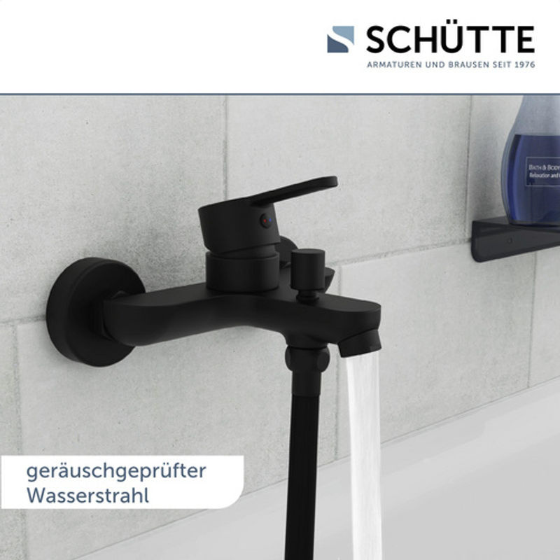 Schütte Wannenarmatur Denver Einhebelmischer mit Sprayfunktion, Schwarz Matt, Wandmontage, Messing - Bild 6