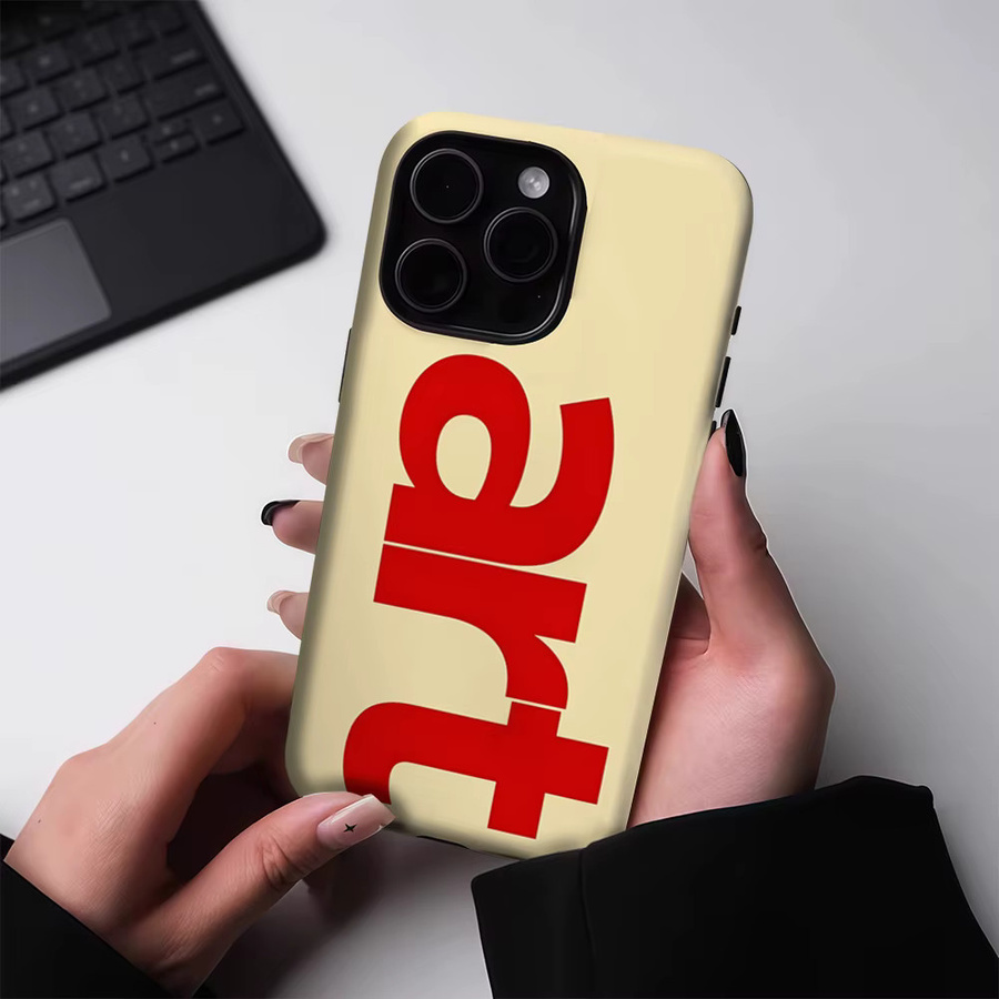 Potdemiel Handyhülle mit roter Typografie für iPhone 17 16 15 14 13 Pro Max Plus, magnetische robuste zweilagige Schutzhülle in Rot - Bild 2