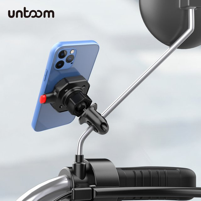 Untoom Universelle Schnellverschluss-Handyhalterung für Motorrad und E-Bike in Schwarz mit GPS-Navigationsunterstützung für den Rückspiegel - Bild 1