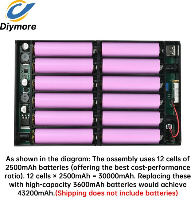 diymore DC USV Akkubox mit 12x 18650 Li-Ion Akkus für Modems, Router und NAS, einstellbare Spannung 5V, 9V und 12V - Bild 1