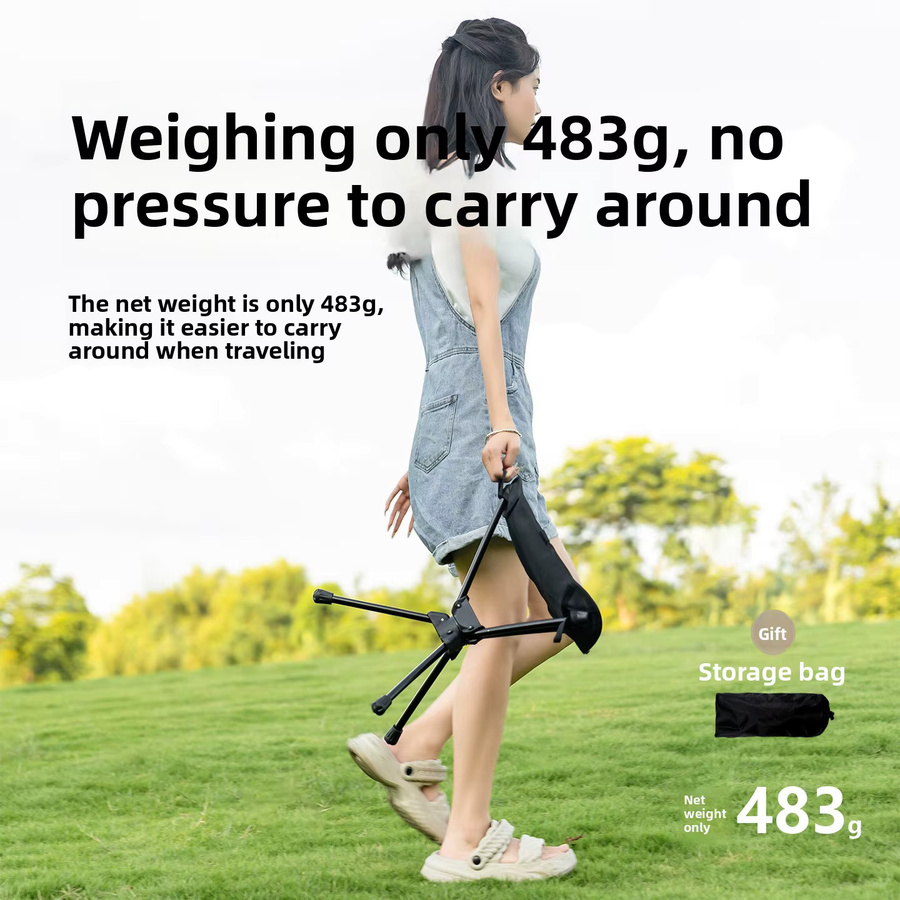 Mountainhiker Ultraleichter Klapphocker mit 360 Grad Rotation, kompakter Outdoor-Campingstuhl in Schwarz - Bild 2