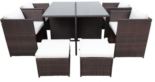 22-teilige Polyrattan Sitzgruppe von HC Garten & Freizeit in Braun und Weiß aus Polyrattan und Stahl - Bild 1