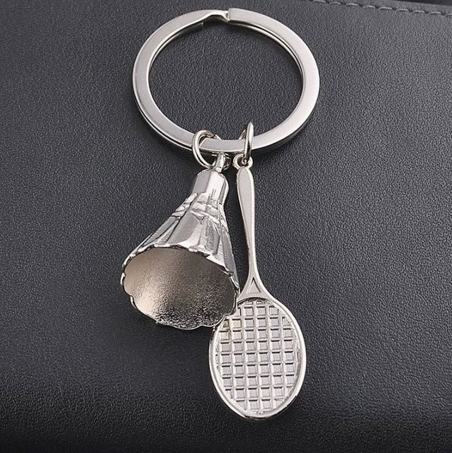 Stmanya Schlüsselanhänger Badminton, Silber, Unisex - Bild 1