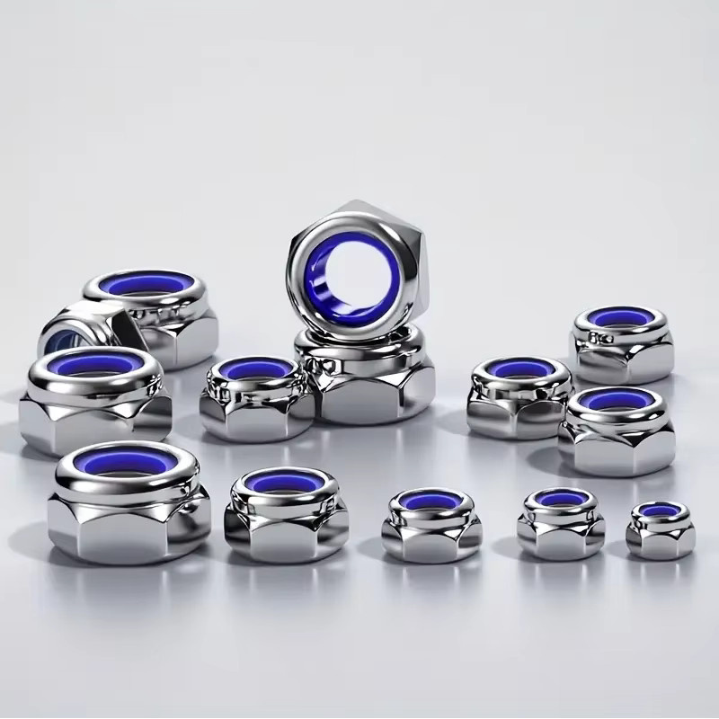 Selbstsichernde Sechskant-Sicherungsmutter mit Vollgewinde und Rechtsgewinde in Silber, M4/M5/M6 - Bild 2