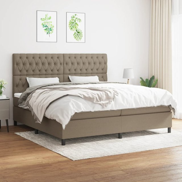 vidaXL Boxspringbett Hybrid mit Matratze und Taschenfederkern, Farbe: Taupe/Beige/Grau, B/T/H: 200 x 200 x 128 cm - Bild 2