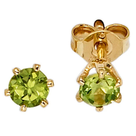 Colfem Ohrstecker, 585 Gelbgold, Peridot, grün, Unisex - Bild 1