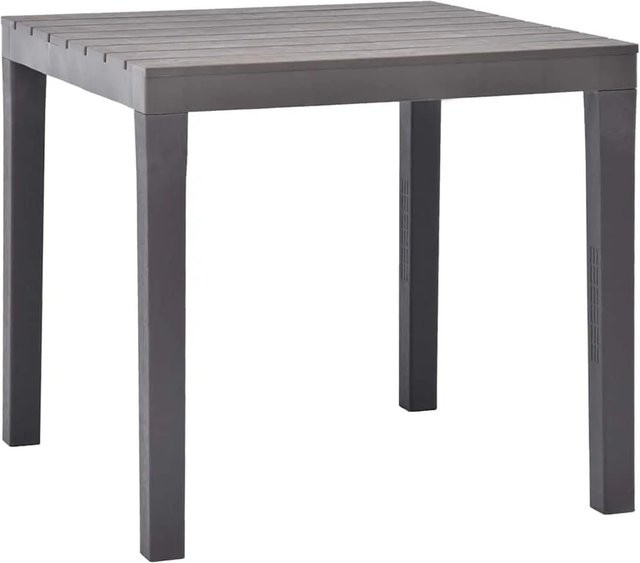 Furnicato Gartentisch aus Kunststoff in Braun mit Latten-Design, B/T/H: 78 x 78 x 72 cm - Bild 1