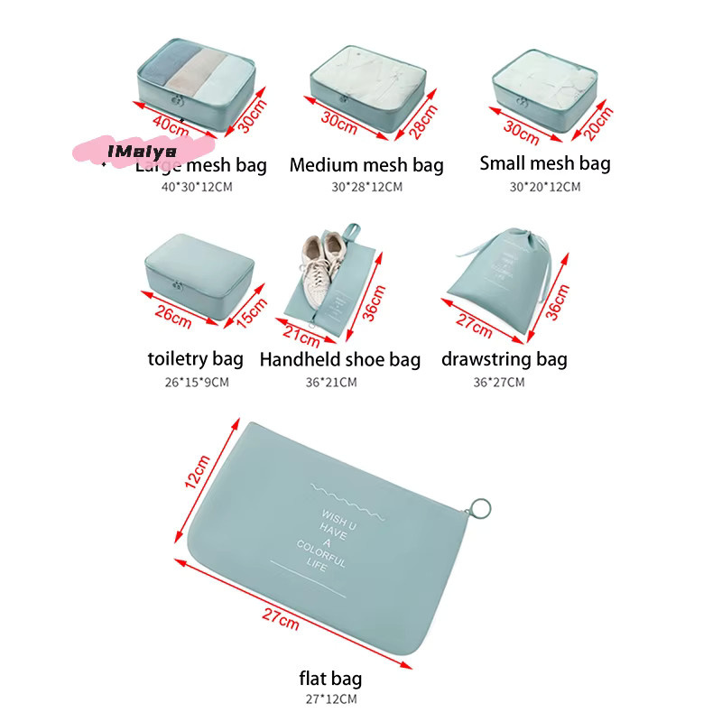 7-teiliges Reise-Organizer-Set aus Stoff für Koffer und Kleidung in Grau und Blau - Bild 3