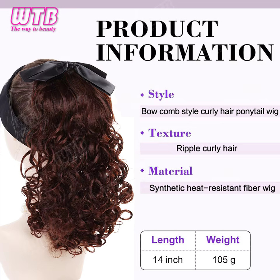 WTB Synthetische Pferdeschwanz-Perücke, lockig, schwarz, Damen - Bild 6