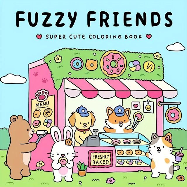 Fuzzy Friends Malbuch für Erwachsene, Tiere, ab 14 Jahren - Bild 1