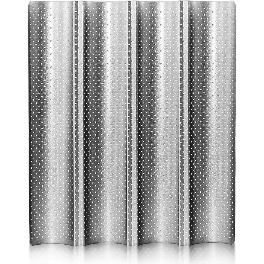 FEB.WIND Antihaftbeschichtetes Baguette-Tablett aus Aluminium für 4 Laibe, Silber - Bild 4