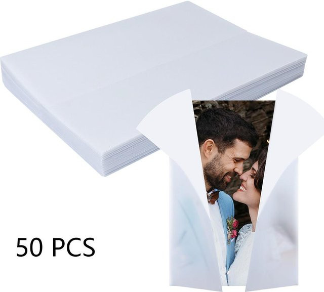 50 Stück Einladungspakete aus weißem Transparentpapier von Topfactory für Hochzeit und Party - Bild 1