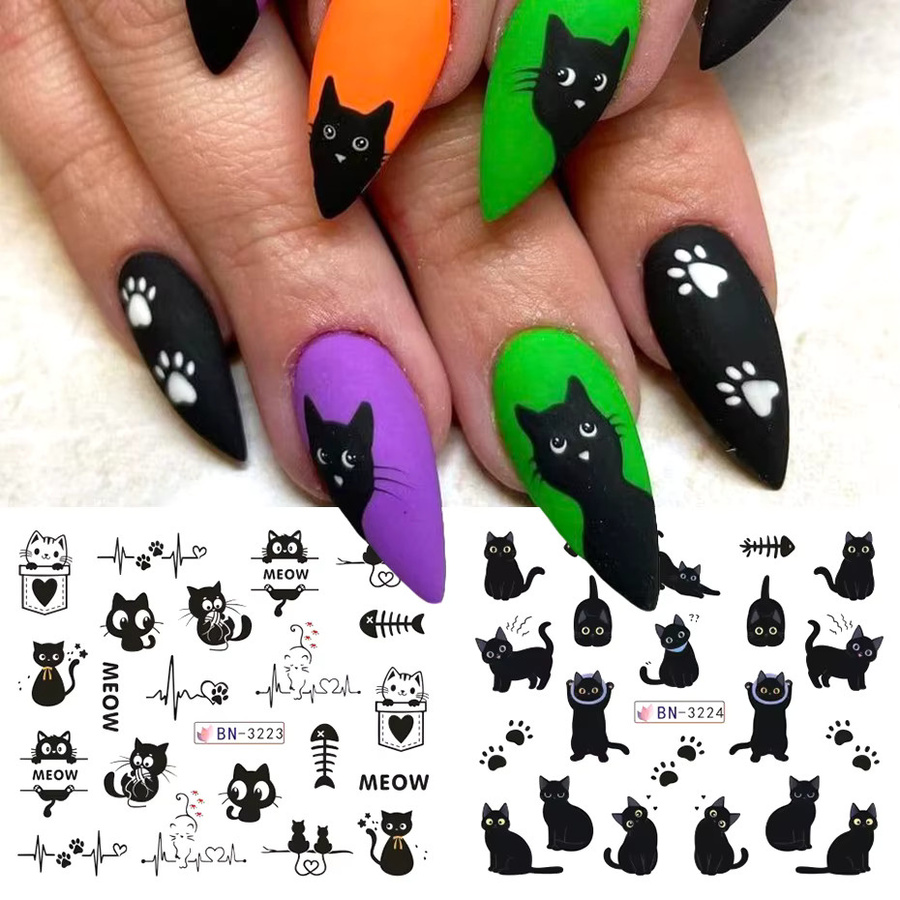 Full Beauty Nagelwasseraufkleber, schwarze Katze, Matt, Unisex - Bild 2