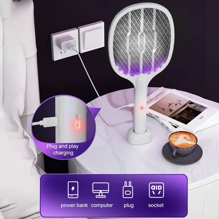APWIKOGER 2-in-1 Elektrischer Insektenvernichter 3000V USB-Aufladbar in Weiß - Bild 3