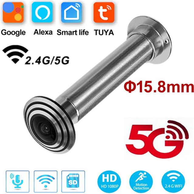 HQCAM Tuya Smart Mini Türspion Kamera mit Weitwinkel, Wifi 2,4G/5G, Silber - Bild 1