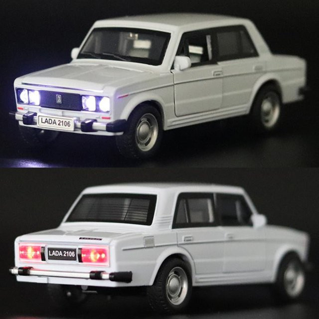 Linyi toy car Lada Niva Oldtimer, Modellauto, 1:32, Metall, Weiß - Bild 1