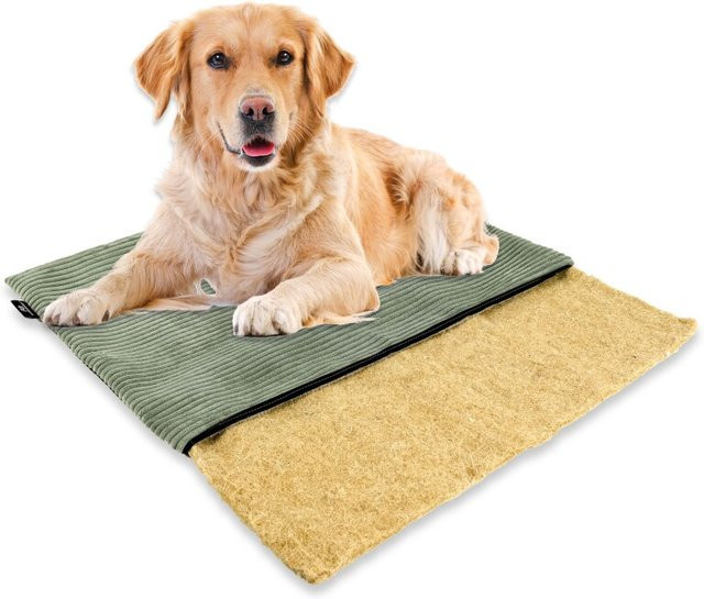 mümmi Hundematte aus Hanf mit abnehmbarem Cordbezug in Hellgrün, B: 68 cm, T: 50 cm, H: 2 cm - Bild 1