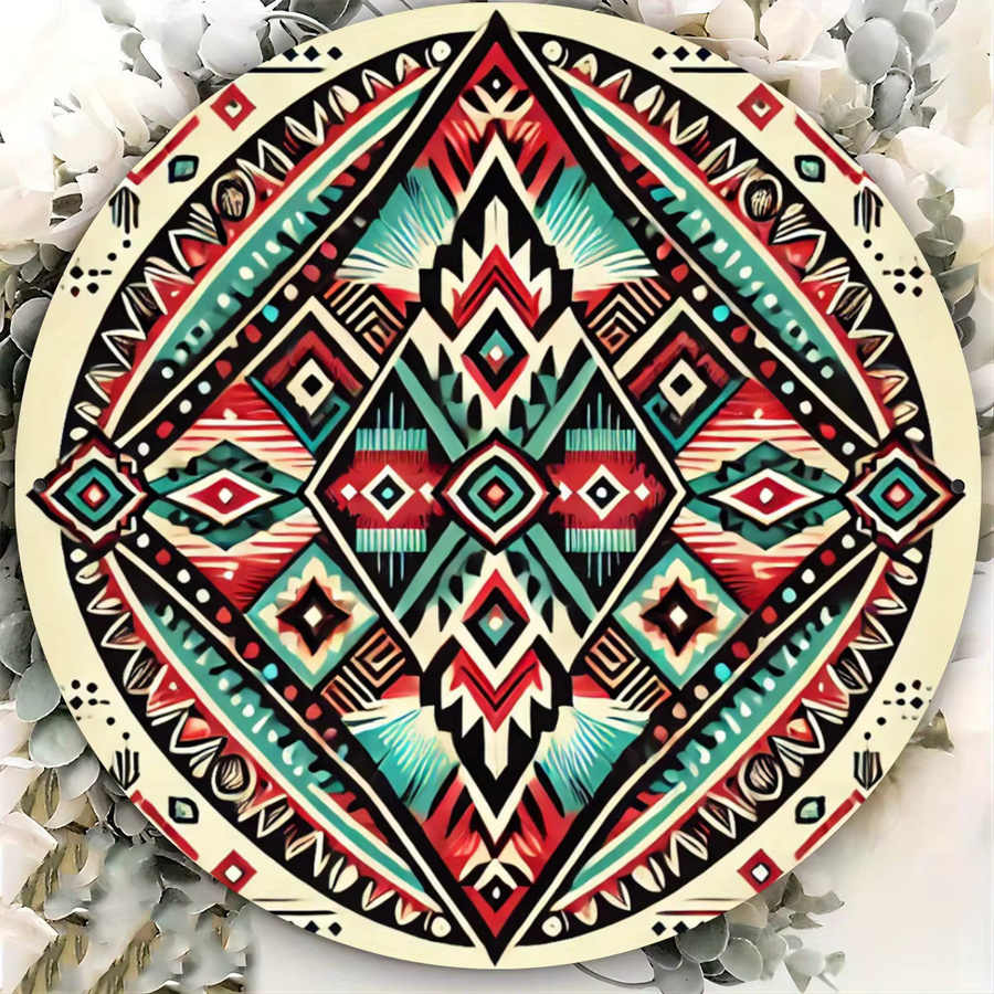 Geometrisches Metallschild Aztec Southwest Native American Tribal von Potdemiel in Mehrfarbig, B/B/B: 19,81 x 19,81 x 0,1 cm - Bild 3