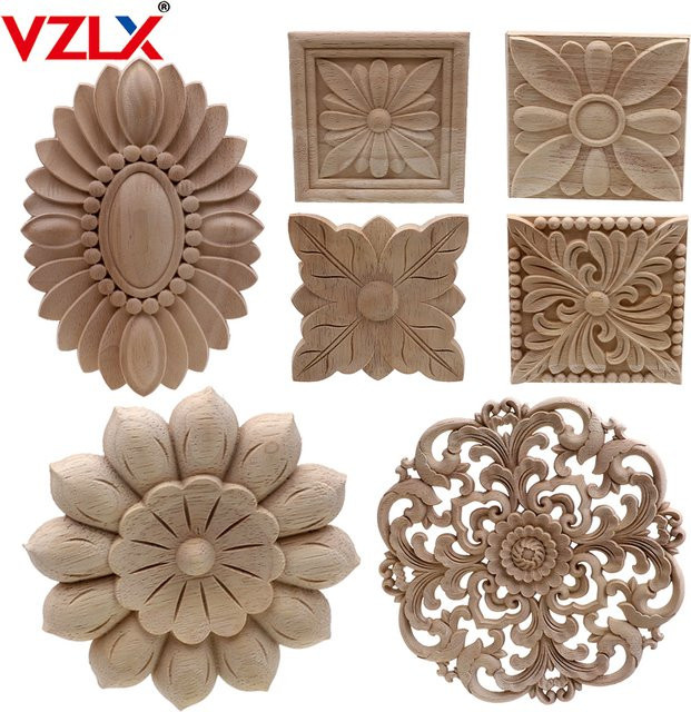 VZLX Vintage Holz-Eckapplikation unlackiert mit floraler Schnitzerei für Möbel und Wanddekoration - Bild 1