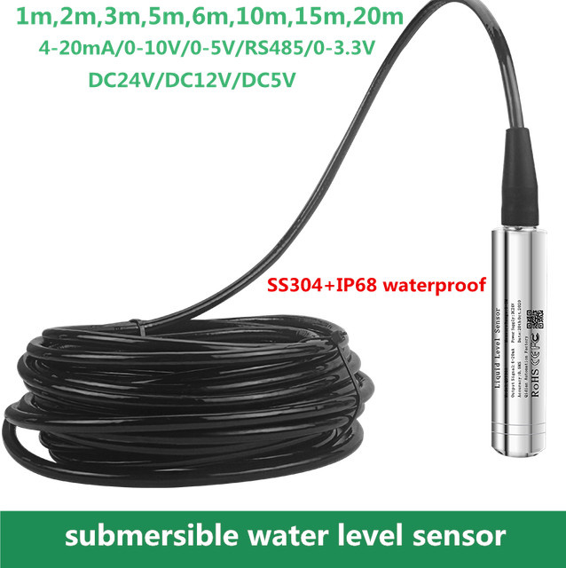 XUYANGQIDIAN Hydrostatischer Flüssigkeitsstandwandler Wasserstandssensor mit RS485, 4-20mA und 0-10V in Silber - Bild 1