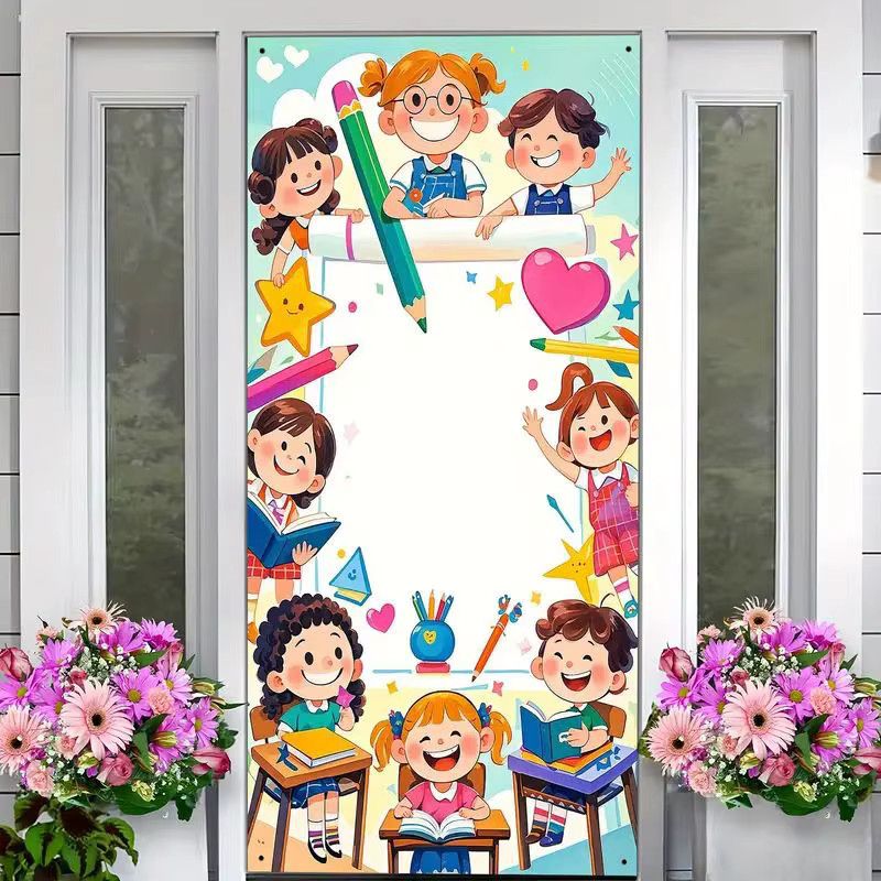 VIKAMA Back to School Party-Banner zur Schuldekoration mit leerem Bereich für Beschriftungen, B/H: 90 x 180 cm - Bild 3