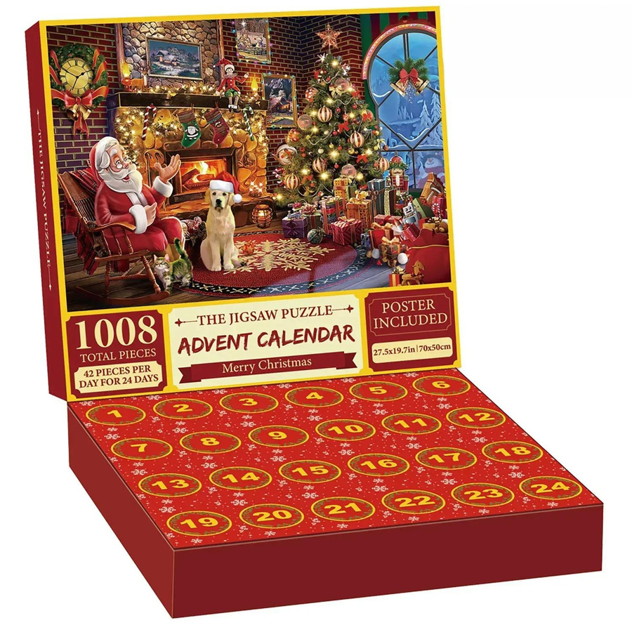 Yiran toy Puzzle Frohe Weihnachten Adventskalender 1.008 Teile ab 3 Jahren - Bild 4