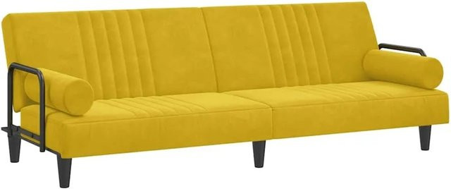 vidaXL Schlafsofa mit Armlehnen und Schlaffunktion aus Samt in Gelb, B/T/H: 205 x 89 x 70 cm - Bild 1