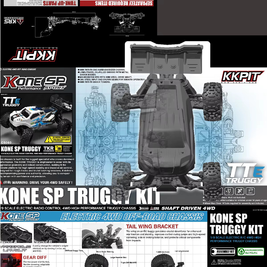 KKPIT 1/9 KONE SP TRUGGY KIT, Elektrischer RC Short Course Truck, Offroad - Bild 3