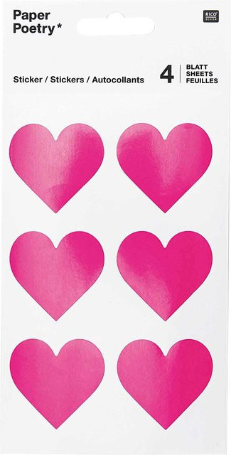 Rico Design Paper Poetry Sticker Herzen neonpink 24 Stück - Bild 1