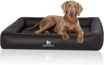 Knuffelwuff Orthopädisches Hundebett Hampstead aus Kunstleder in Schwarz XXL - Bild 1