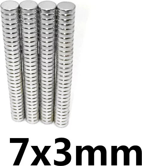 Starke kleine Magnete in Silber für Kühlschrank und Büro, Durchmesser: 7 mm, Tiefe: 3 mm - Bild 1