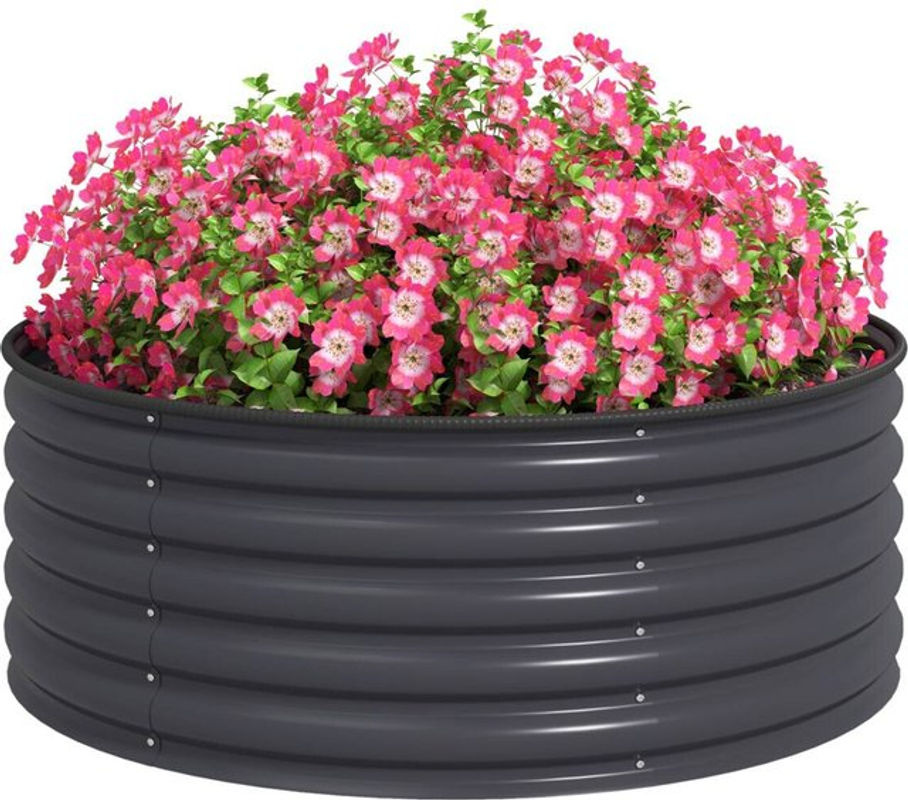 Outsunny Hochbeet aus Stahl in Dunkelgrau, stapelbares Pflanzbeet für Garten und Balkon, B/H/L: 120 x 43 x 120 cm - Bild 3