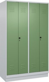 C+P PSA Doppel-Spind Classic PLUS mit Sockel, 4 Abteile, Stahl, grau/grün, B/H/T: 120 x 195 x 50 cm - Bild 1