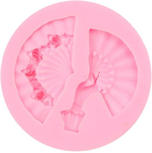CosyHome Silikonform in Fächerform zum Backen von Kuchen, Keksen und Schokolade, Pink und Grau - Bild 1