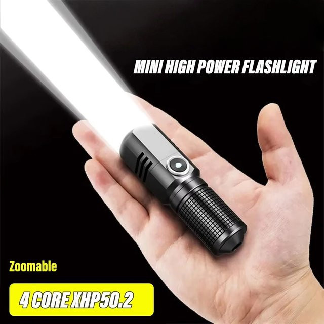 JIASHUAIXIN Mini-LED-Taschenlampe XHP50, wiederaufladbar, 1500lm, Schwarz - Bild 1