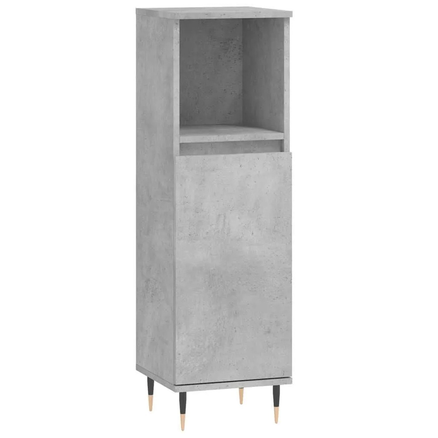 vidaXL Badschrank in Betongrau im industriellen Stil mit offenen Regalen und Türen, B/T/H: 30 x 30 x 100 cm - Bild 2