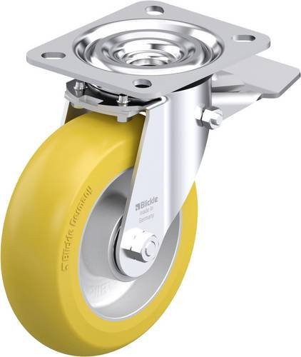 Blickle L-ALTH 125K-ST-CO Stahlblech-Lenkrolle in Silber und Gelb mit 125 mm Rad-Durchmesser und 250 kg Tragfähigkeit - Bild 1