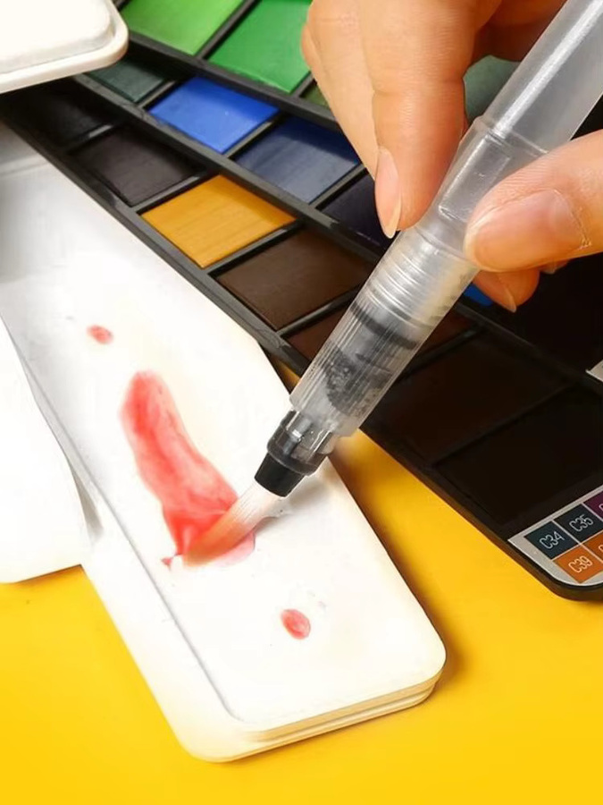 Faltbares Aquarellfarben-Set mit 42 Farben und Wasserpinseln in Multicolour für die Schule - Bild 6