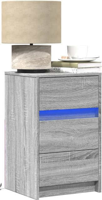 VIDAXL Nachttisch mit integrierter LED-Beleuchtung in Sonoma-Grau aus MDF - Bild 1