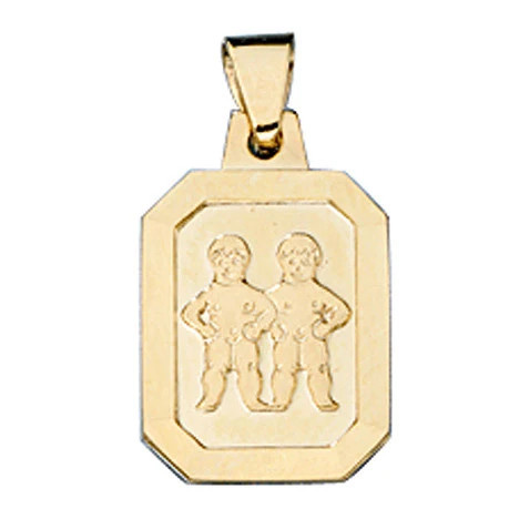 Colfem Anhänger Sternzeichen Zwilling, 333 Gelbgold, matt, Unisex - Bild 1