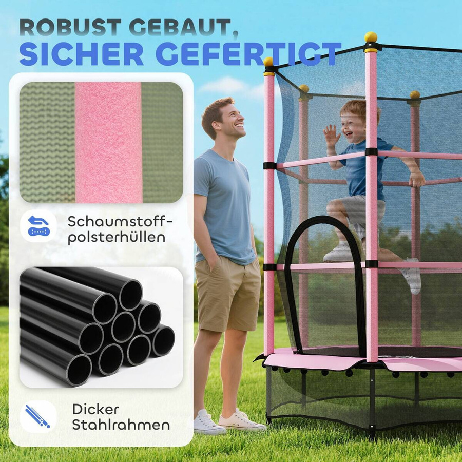 HOMCOM Kindertrampolin Ø140 cm Rosa ab 3 Jahren - Bild 4