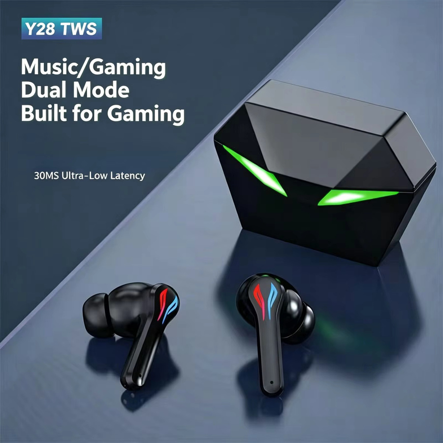 Dtobhars Bluetooth-Gaming-Ohrhörer in Schwarz mit niedriger Latenz, HiFi-Stereo und LED-Licht, wasserfeste In-Ear-Kopfhörer für Sport und Bass-Liebhaber - Bild 3