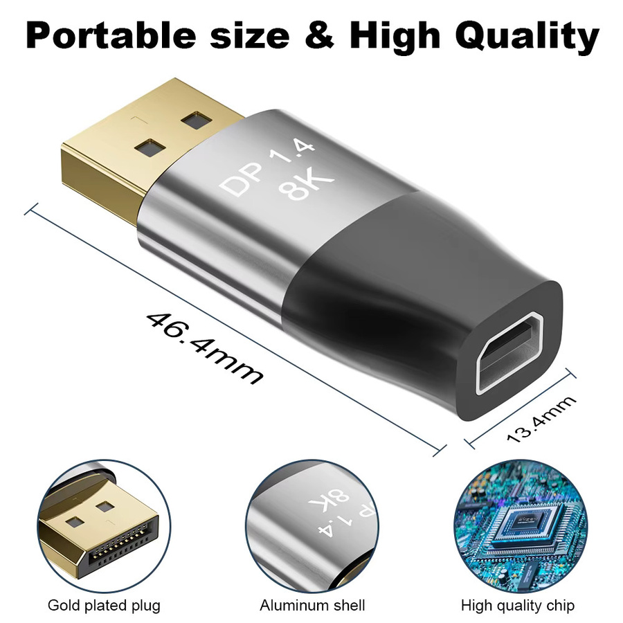 Bidirektionaler Mini DisplayPort zu DisplayPort Adapter von lmcnzz für 8K @ 60Hz und 4K @ 144Hz Konverter und Extender für Mac und Kino Display - Bild 2
