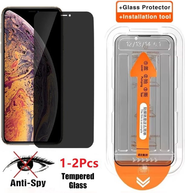 Apple Anti-Spion Displayschutzfolie aus gehärtetem Glas für iPhone 11 12 13 14 15 Pro Max XS XR transparent - Bild 1
