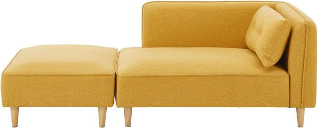 Bessagi Home Sofa Fanny in Gelb mit Hocker und Kissen in Leinenoptik - Bild 1